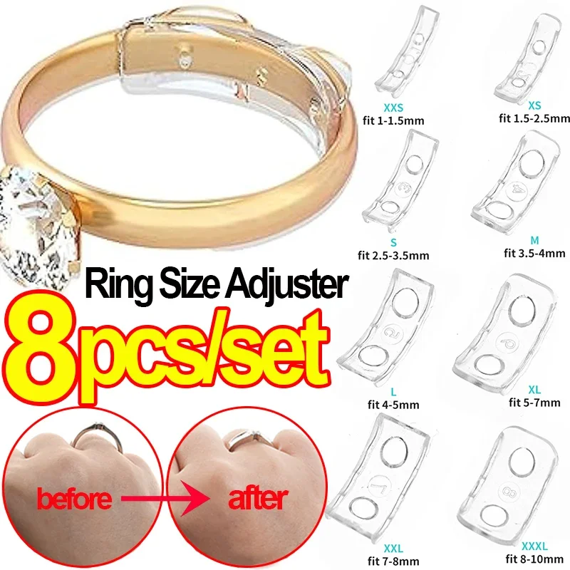 Top Trends: 8 Sizes Silicone Invisible Ring Size Adjustment Resizer Loose Rings Reducer Ring Sizer Fit Any Rings Sewing Jewelry Tools Set Shoppable Styles