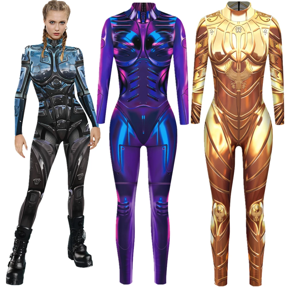 Top Trends: Robot Punk Gothic Jumpsuit Catsuit Sexy Women Cosplay Costumes Zentai Halloween Bodysuit Shoppable Styles