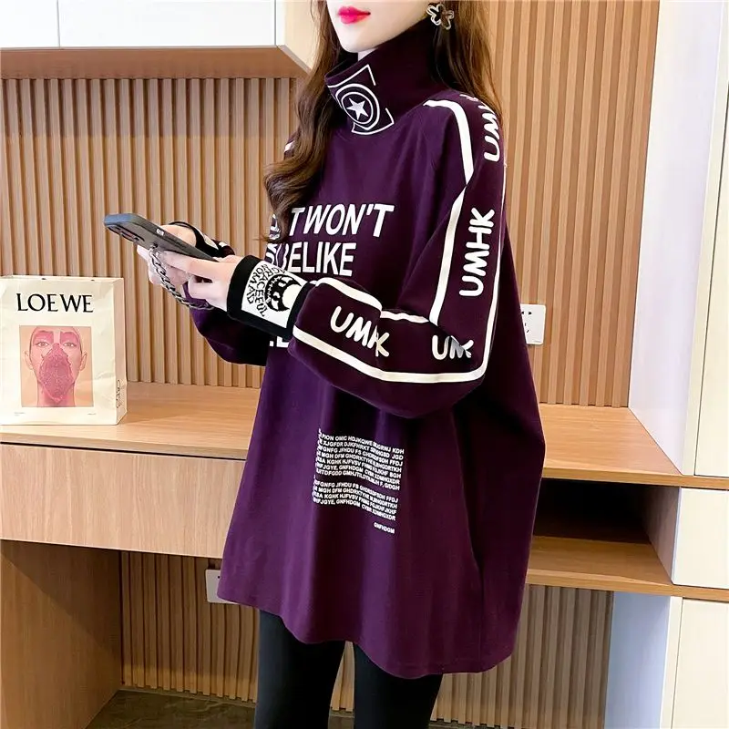 Top Trends: Spring New Letter Printing Trend T Shirt Tops Long Sleeve All-match Loose Pullovers Fashion Y2K Street Casual Women Clothing Shoppable Styles