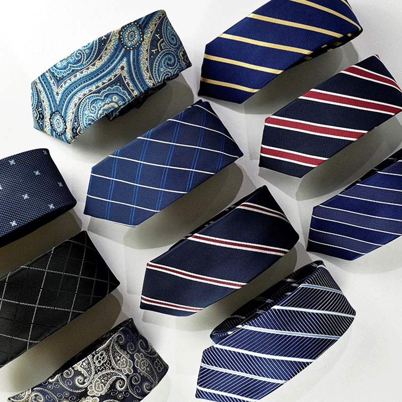 Top Trends: New 6cm Narrow Polyester Necktie For Men Business Meeting Formal Jacquard Striped Plaid Skinny Tie Daily Wear Cravat Gift Shoppable Styles