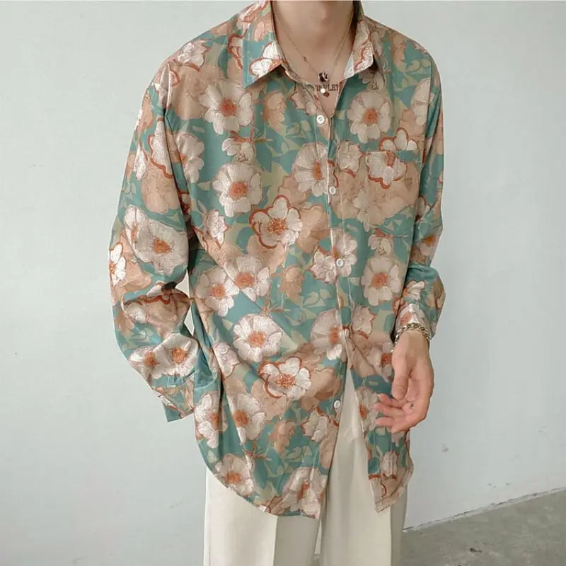 Top Trends: Fashion Lapel Printed Button Loose Korean Shirt Men&#039;s Clothing 2023 Spring New Casual Tops Long Sleeve All-match Shirts Shoppable Styles