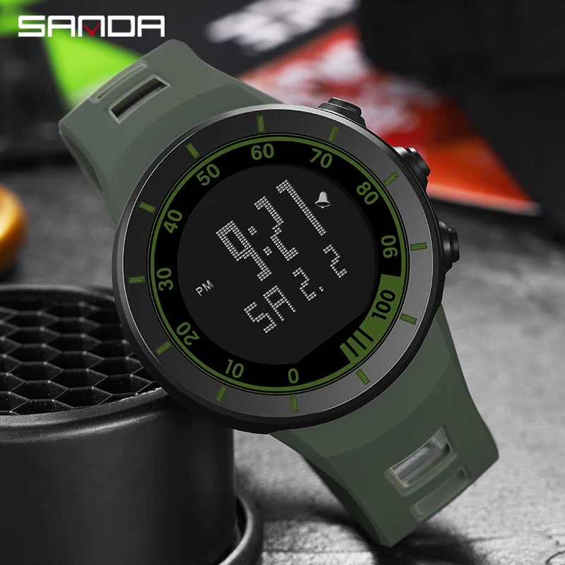 Top Trends: SANDA Top Brand Mens Luminous Digital Display Military Watches Sports Chronograph 50M Waterproof Fashion Electronic Watch 9001 Shoppable Styles