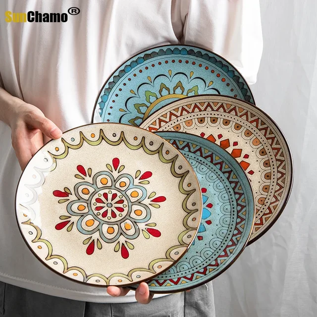 Creative Ceramic Wall Plate Painted Hand-painted Disk Home Dish Decoration Hanging Steak Restaurant Ceramic Plates Decor - Bowls/plates/trays