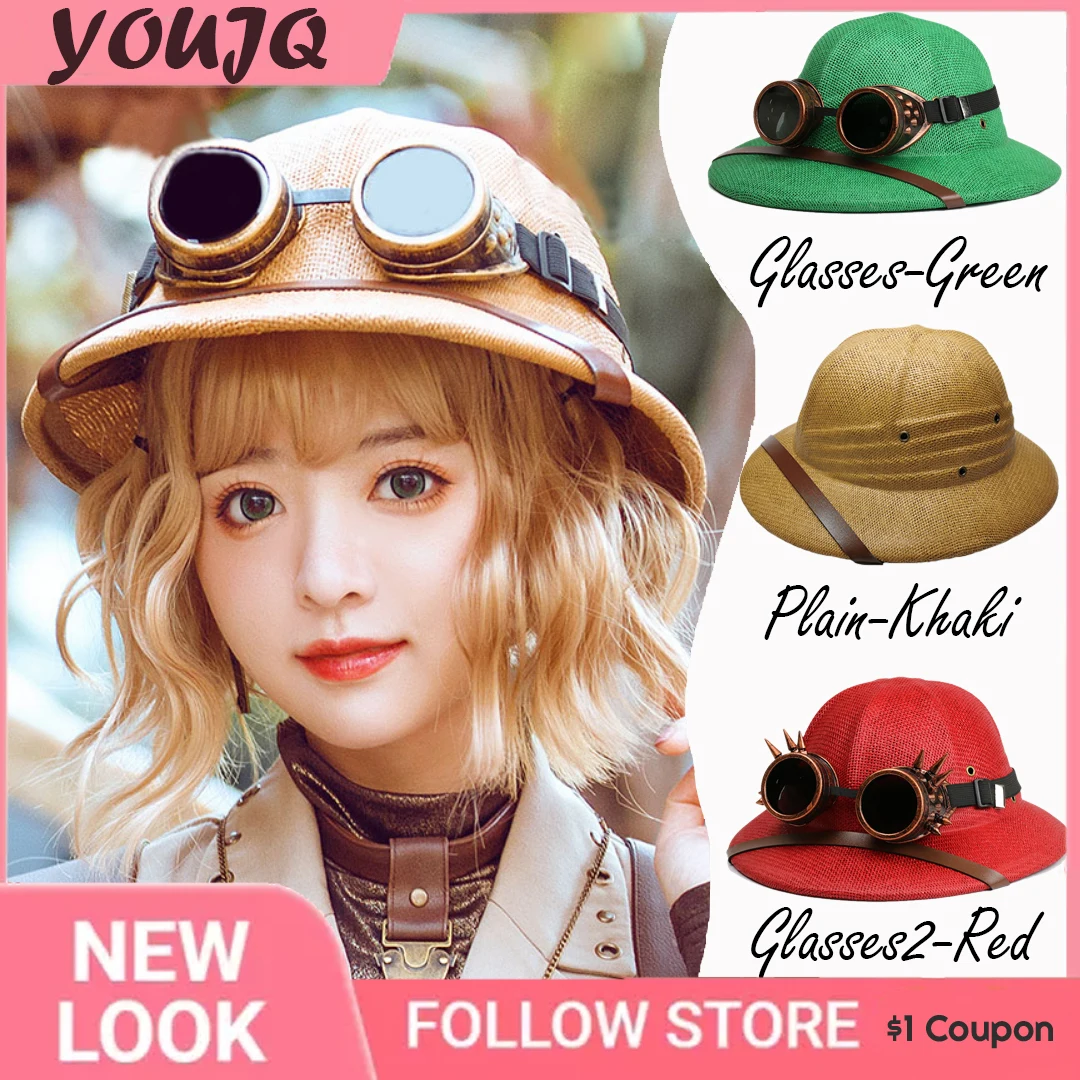 Top Trends: Y2k Parent-child Summer Straw Helmet Pith Sun Hats For Child Women Vietnam War Army Dome Hat Safari Jungle Miners British Cap Shoppable Styles