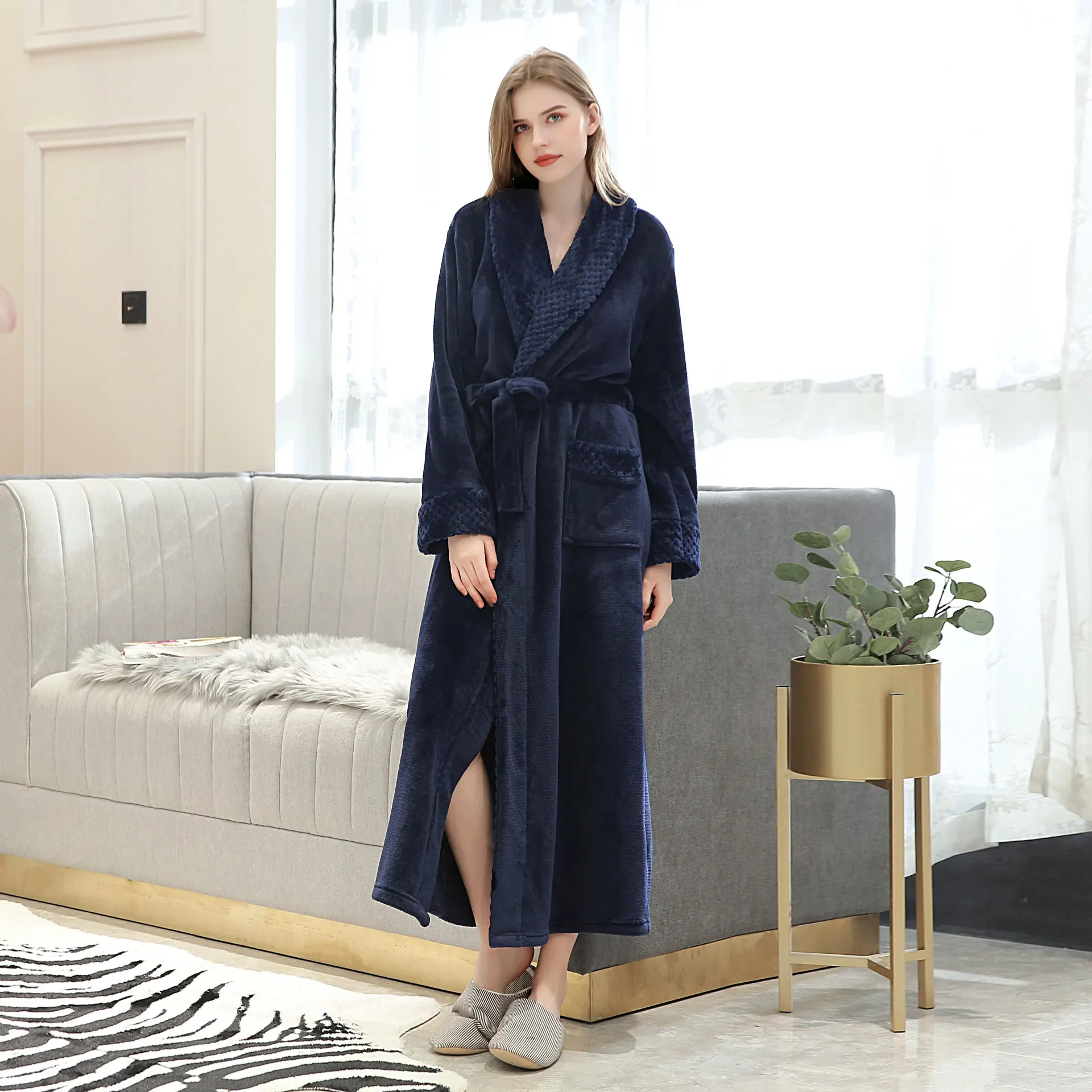 Top Trends: Keep Warm Pure Color Flannel Nightgown Autumn And Winter Pajamas Thicken And Lengthen Bathrobe Flannel Solid Bathrobe Ladies Shoppable Styles