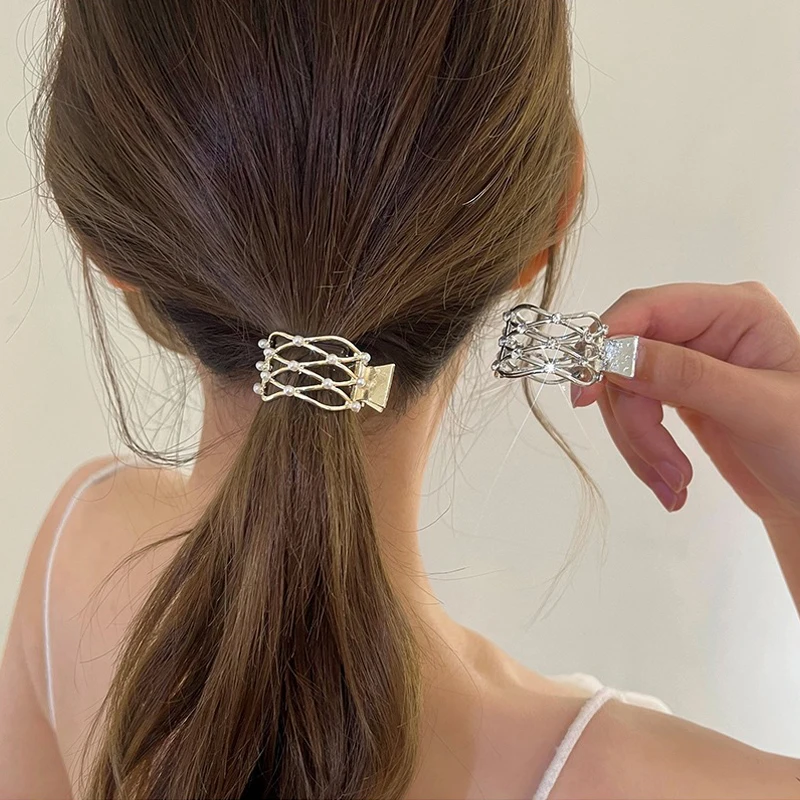 Top Trends: AWAYTR Summer Alloy Hollow High Ponytail Fixed Hair Catch Fashion Pearl Rhinestone Claw Clip Ladies Hairpin Hair Accessories Shoppable Styles - Image 2