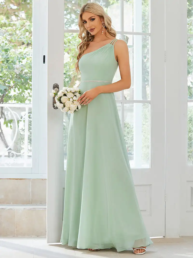 Top Trends: Elegant Evening Dresses One Shoulder Beaded Hidden Zipper Floor-Length Ever Pretty 2024 Of A-line Mint Green Bridesmaid Dress Shoppable Styles