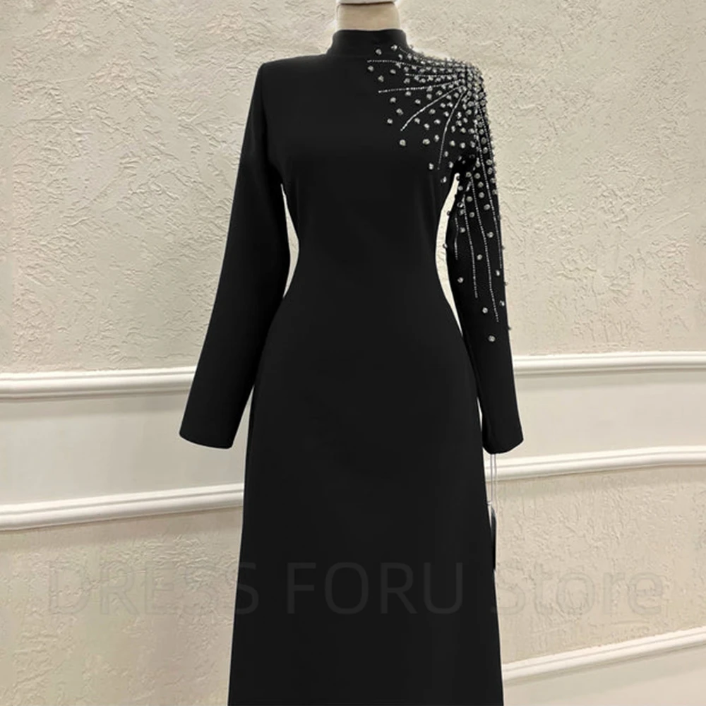 Top Trends: Elegant Black Mother Of The Bride Dress High Neck And Long Sleeve With Beading A-Line Ankle Length For Wedding Party Guest Shoppable Styles - Image 4