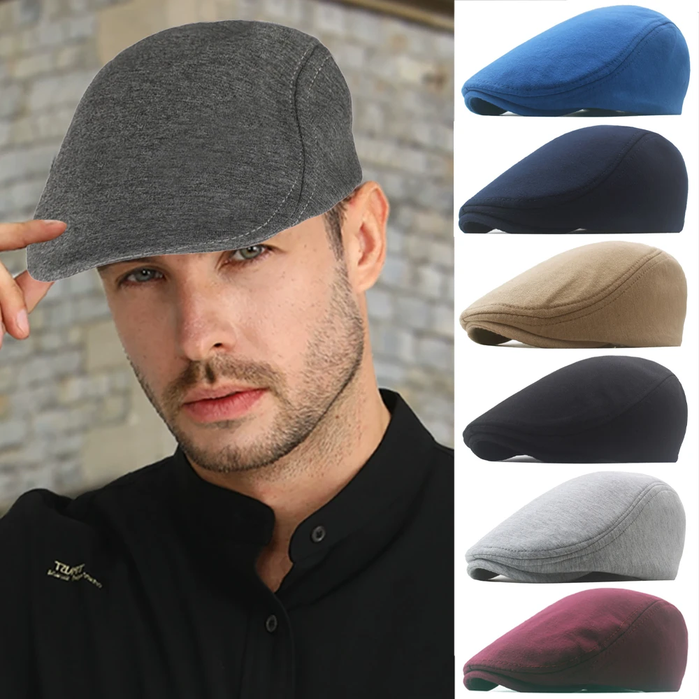 Top Trends: Autumn Winter British Style Newsboy Beret Cap Men&#039;S Golf Driving Sun Flat Cabbie Hat Gatsby Ivy Cap Solid Soft Peaked Cap Shoppable Styles