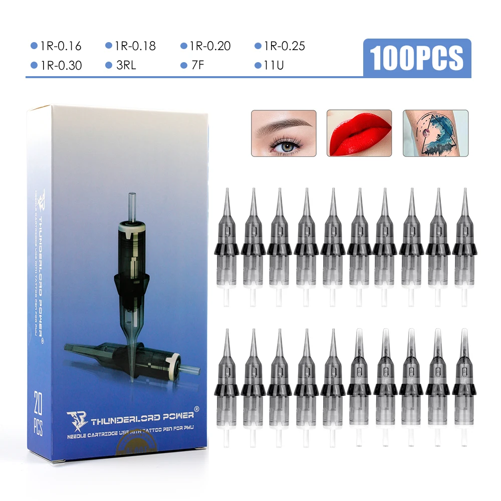 Top Trends: 100PCS Tattoo Needles Cartridge 0.16 0.18RL Disposable Sterilized Permanent Makeup Needle For Tattoo Machine Pen Makeup Supplies Shoppable Styles