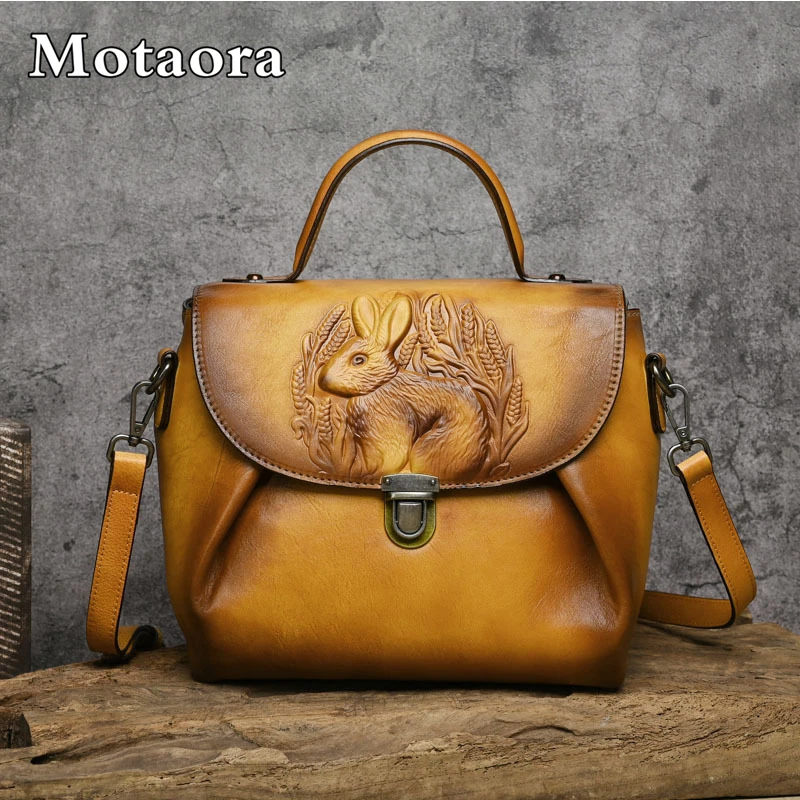 Top Trends: MOTAORA Vintage Handbags For Women Genuine Leather Shoulder Bags 2024 Woman Bag Rabbit Embossed Handmade Luxury Designer Handbag Shoppable Styles