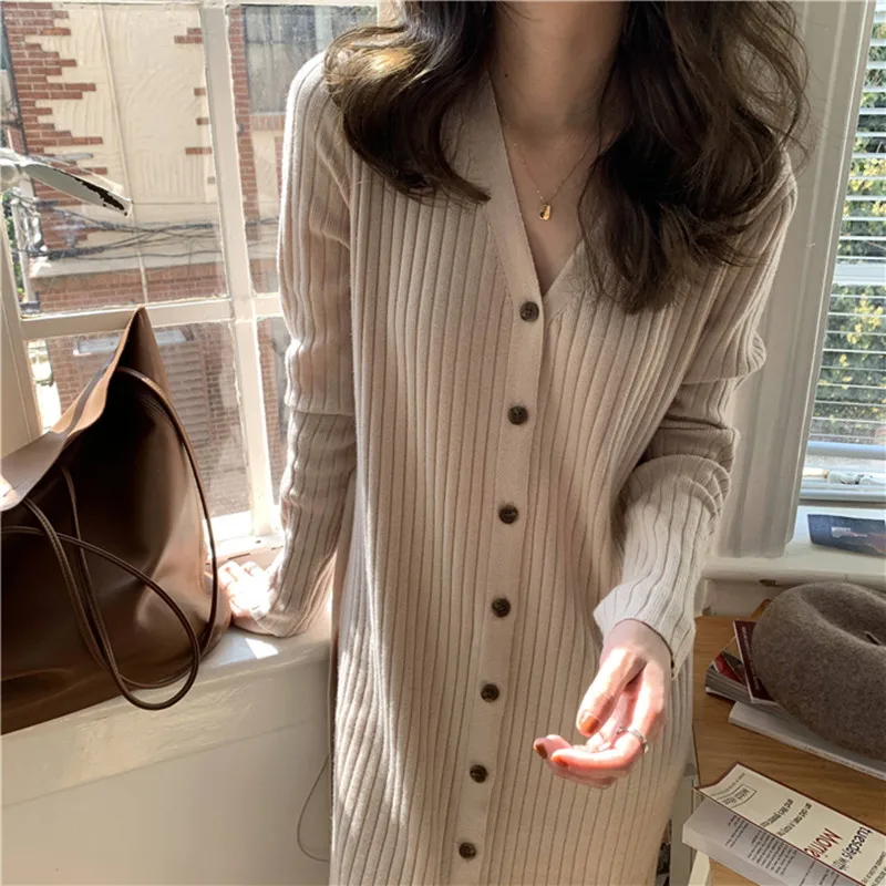 Top Trends: 8211 # Autumn Winter Korean Fashion Knitted Maternity Long Sweaters Loose Dress Clothes For Pregnant Women Chic Ins Pregnancy Shoppable Styles