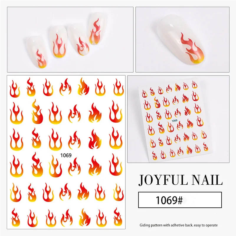 Top Trends: Nail Sticker Flame Fire Torch Light 12 Style High Quality 3D Engraved Nail Stickers Art Decorations Nail Decals Design Korea Shoppable Styles - Image 4