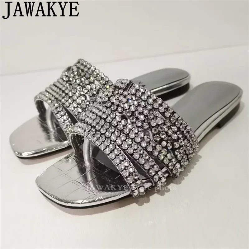 Top Trends: Ethnic Style Crystal Flip Flops Mules Slippers Woman Classic Luxury Bling Bling Rhinestone Flat Sandals Summer Beach Dress Shoes Shoppable Styles