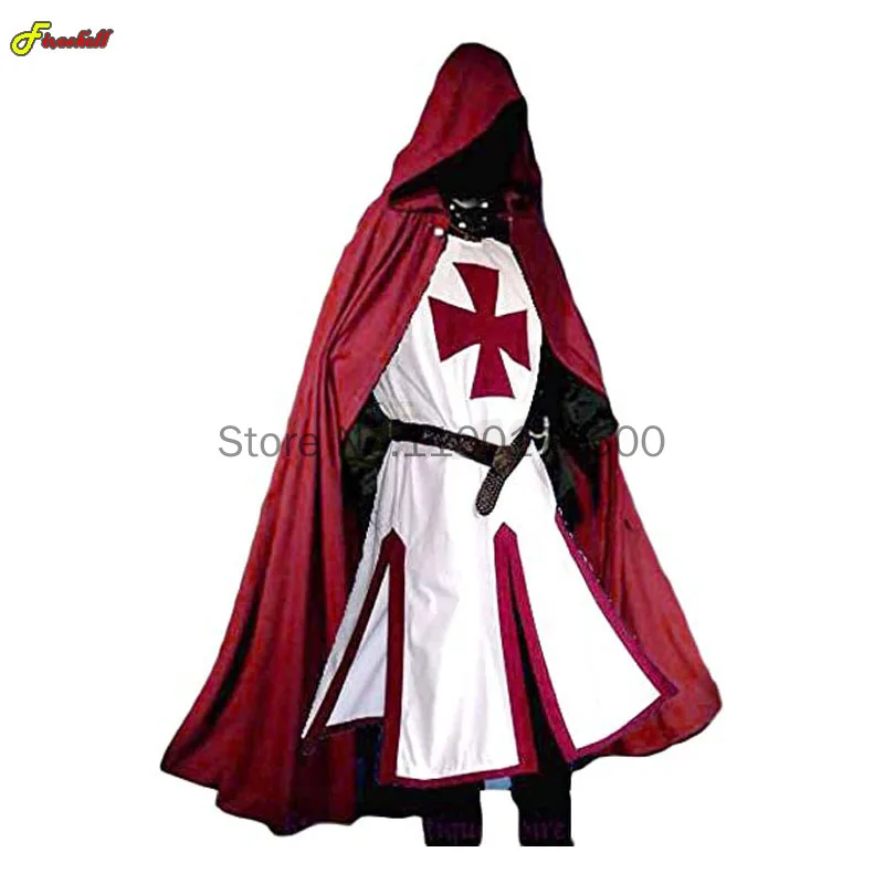 Top Trends: S-4XL Mens Medieval Crusader Knights Templar Tunic Cosplay Costumes Renaissance Halloween Surcoat Warrior Black Plague Cloak Top Shoppable Styles