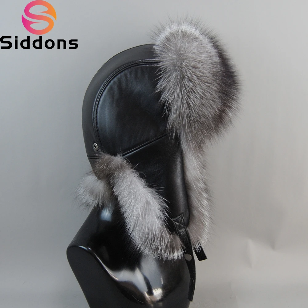 Top Trends: New Men Outdoor Windproof Winter Natural Real Fox Fur Bombers Hats Quality Raccoon Fur Cap Man Luxury Real Sheepskin Leather Hat Shoppable Styles