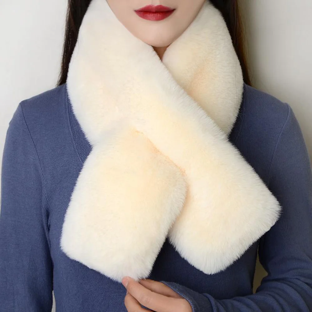 Top Trends: Winter Plush Scarf For Women Warm Faux Mink Fur Cross Scarves Cute Thickened Girls Neck Warmer Korean Styles Ring Scarf Shoppable Styles - Image 4