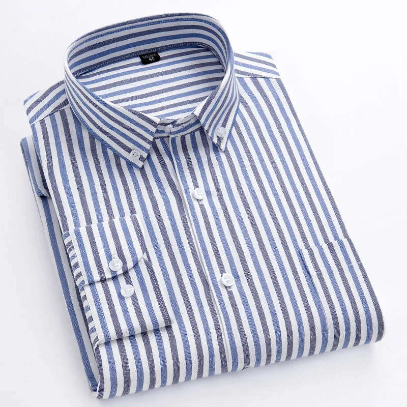 Top Trends: Classic Cotton Shirt Men's Long-Sleeved Striped Plaid Comfortable, Soft And Versatile Business Casual Social Shirts Shoppable Styles