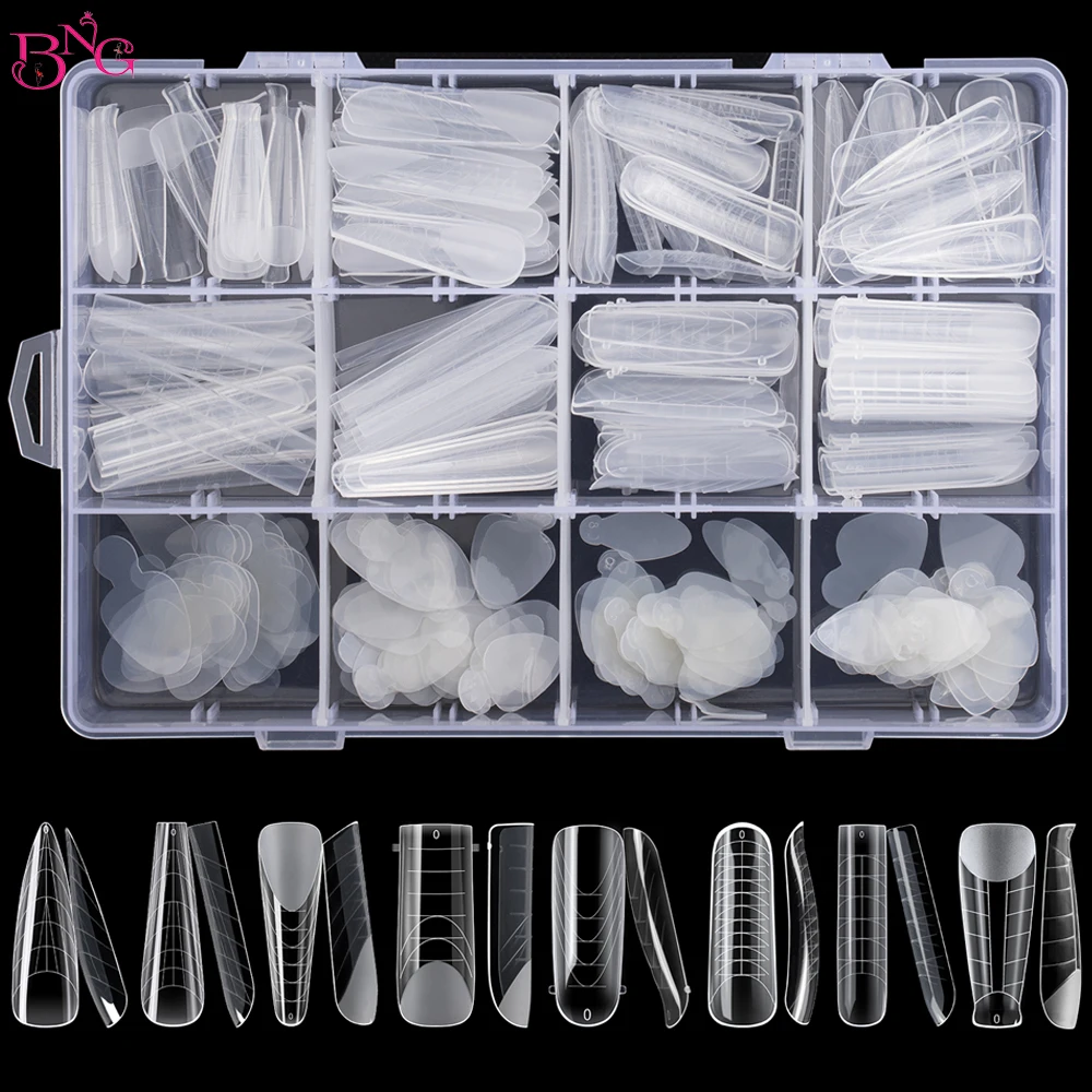 Top Trends: 288pcs Dual Forms Finger Poly Nail Gel Quick Building Extension Mold With French Silicone Sticker Stiletto Upper Forms Manicure Shoppable Styles