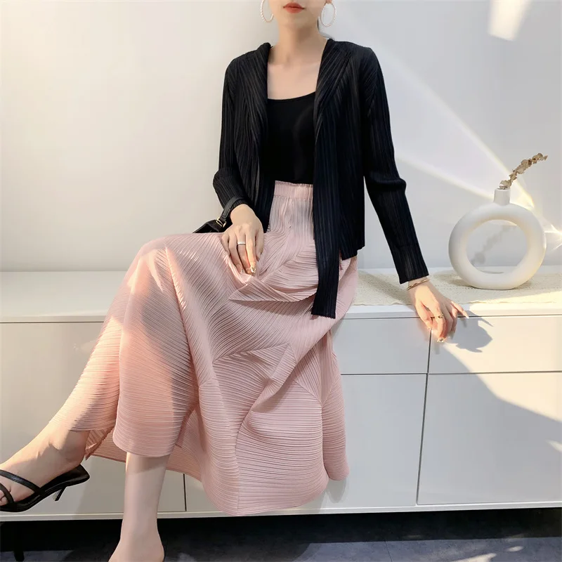 Top Trends: Miyake Style Pleated Skirt For Women 2023 Summer Solid Color Mid-Length High Temperature Pleated Craft Pleated Bud Pleated Skirt Shoppable Styles - Image 3