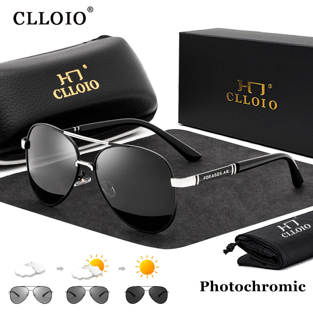 Top Trends: CLLOIO Classic Men Pilot Polarized Sunglasses Men Women Photochromic Driving Sun Glasses Chameleon Anti-glare Travel Eyeglasses Shoppable Styles