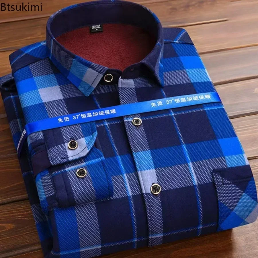 Top Trends: New 2024 Men's Long Sleeve Warm Plaid Shirt Autumn Winter Thick Fleece Casual Oversized Shirt Male Vintage Sweater Men Clothing Shoppable Styles