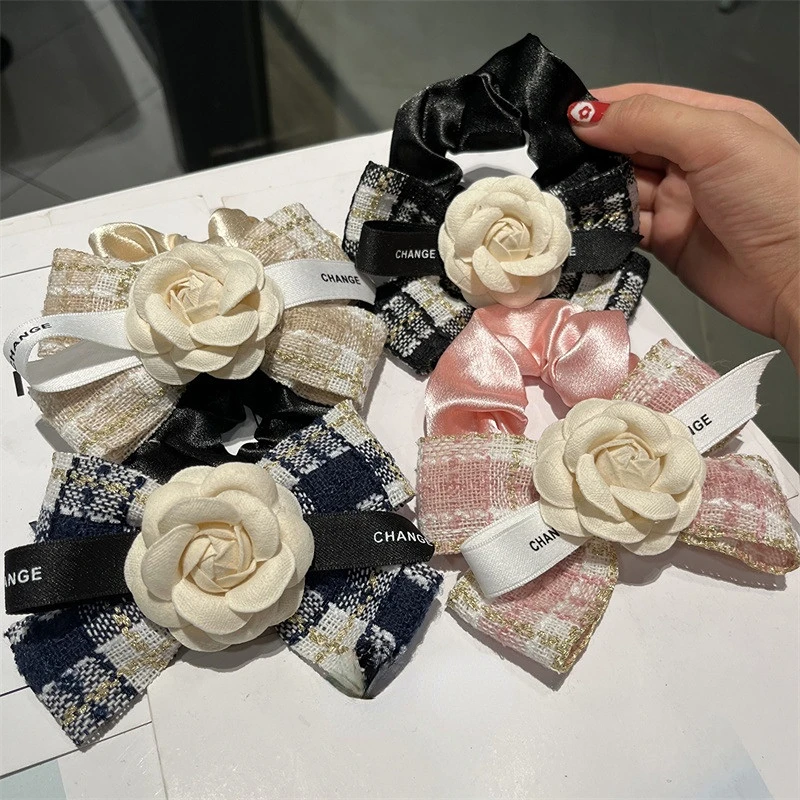 Top Trends: New Bowknot Headwear Hair Ties For Women Ponytail Senior Sense Lattice Winter Camellia Flower Rope Female Accessories Shoppable Styles - Image 2