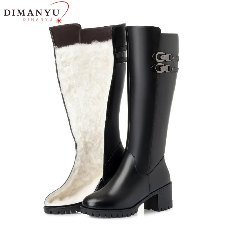 Top Trends: DIMANYU Women Winter Boots 2024 New Genuine Leather Wool High Heel High Boots Women Large Size 41 42 43 Warm Snow Boots Women Shoppable Styles