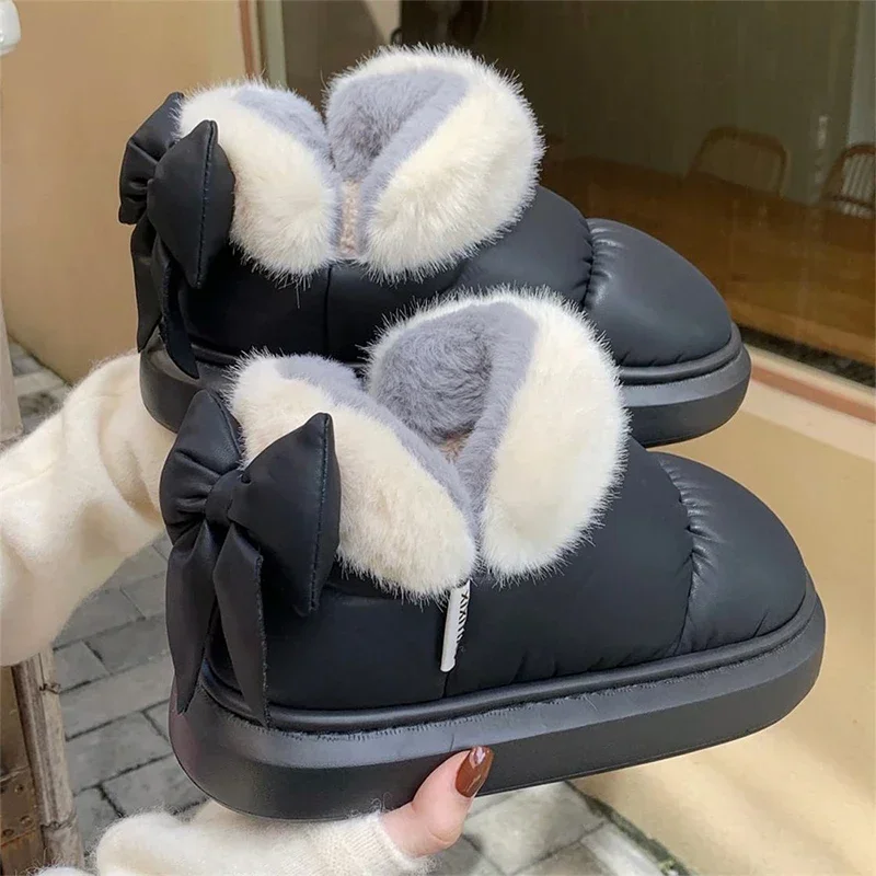 Top Trends: Women&#039;s Snow Boots Winter Warm Thick Ankle Boots Outdoor Anti Slip Furry Bow Cotton Shoes Comfortable Waterproof Plush Boots Shoppable Styles