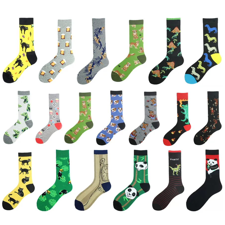 Top Trends: 58 Colors Cotton Fashion Comfortable Animal Cats Dogs Flamingo Panda Adult Socks Streetwear Skateboard Male Funny Gifts Sox Shoppable Styles