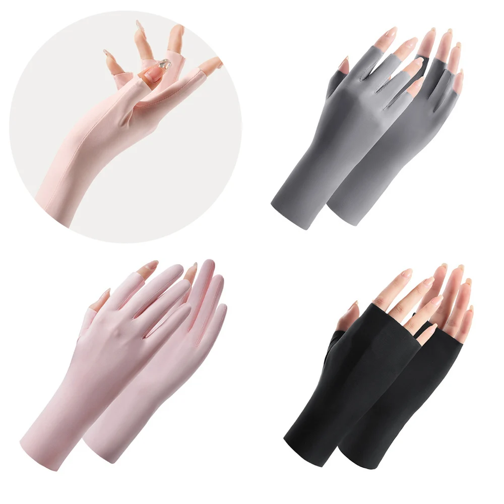 Top Trends: Fingerless UV Protection Gloves Women Summer Outdoor Riding Ice Silk Cool Thin Breathable Gloves Nail Art Light Mittens UPF50+ Shoppable Styles