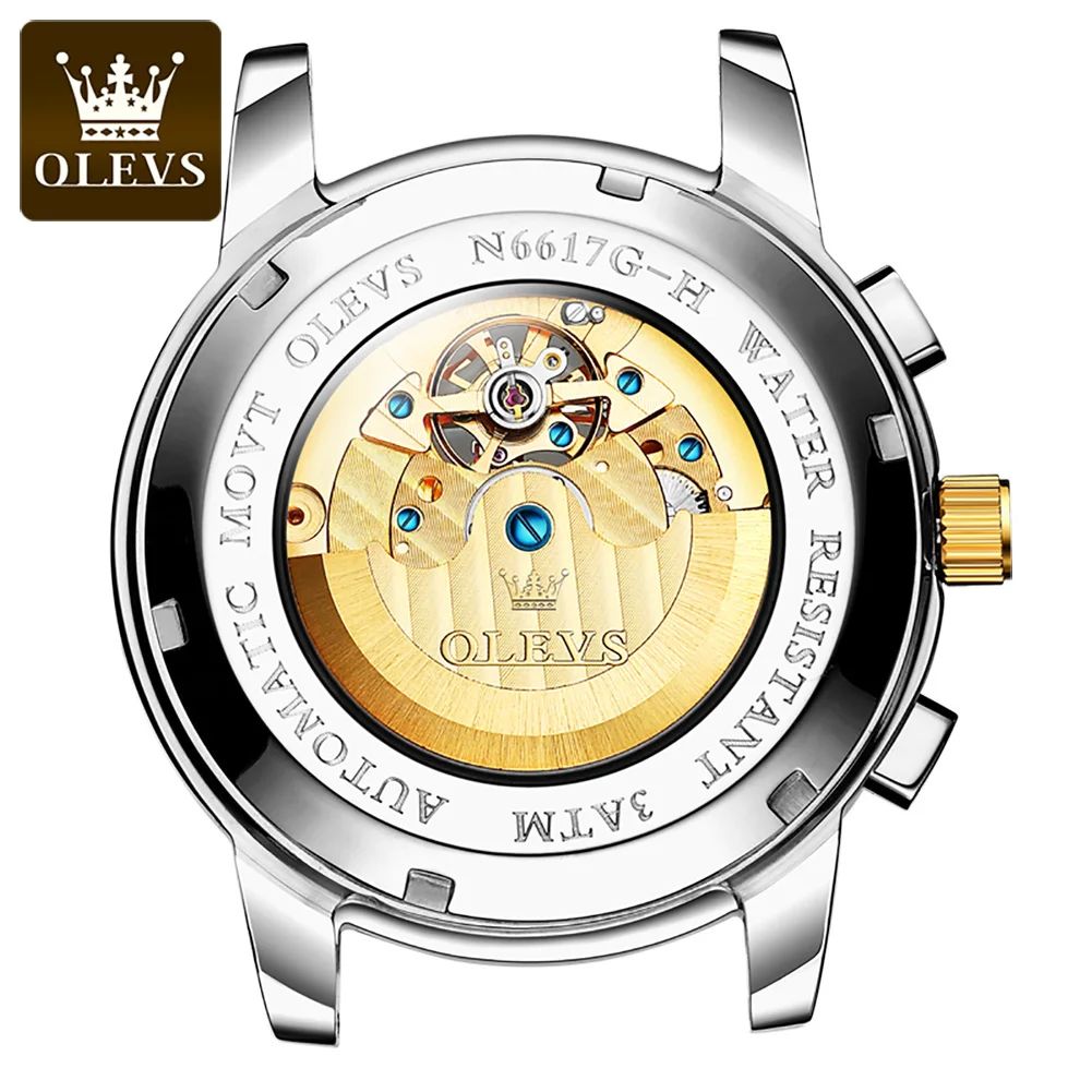 Top Trends: OLEVS Original Automatic Mechanical Watch For Men Luxury Brand Moon Phase Tourbillon Wristwatch Waterproof Luminous Moonswatch Shoppable Styles - Image 2