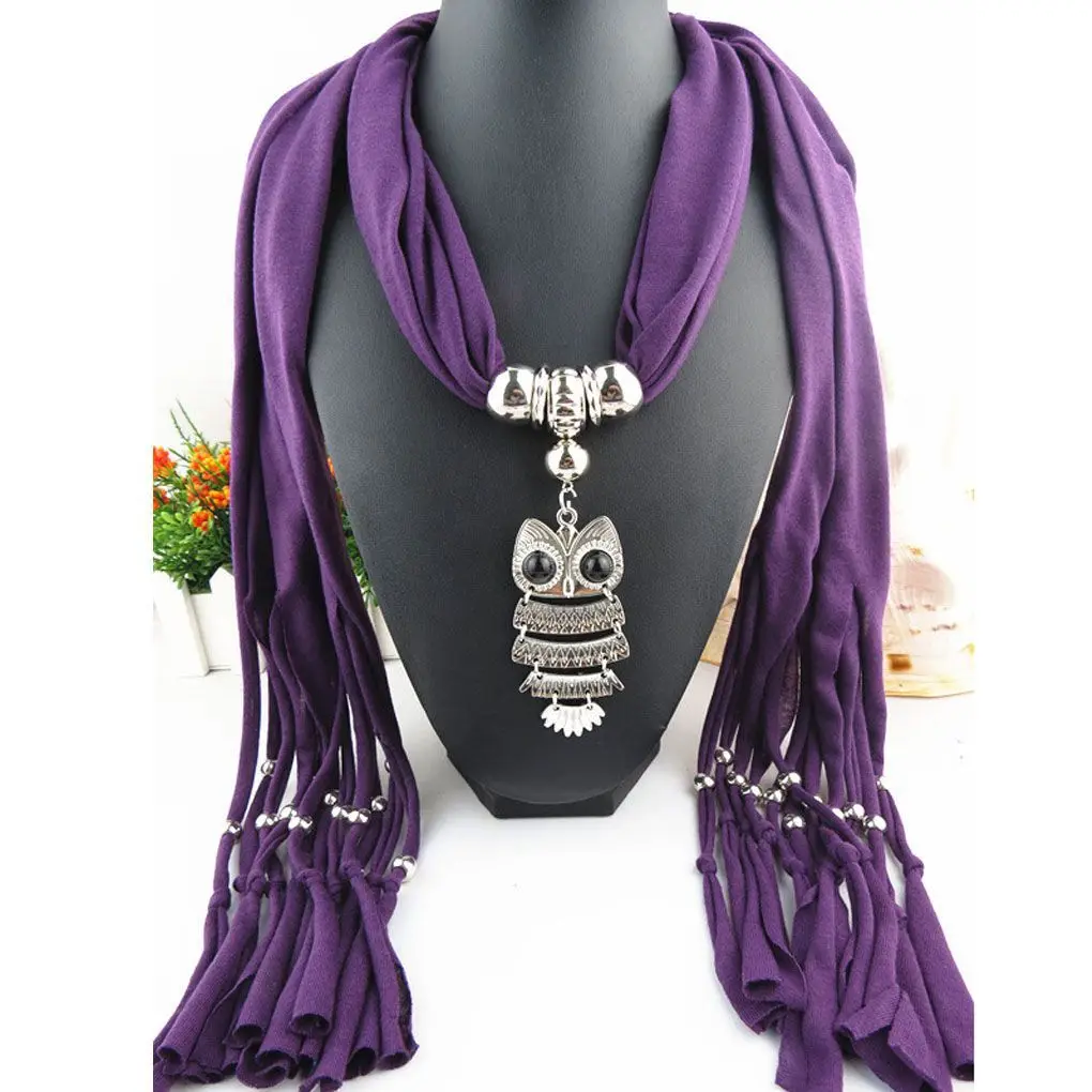 Top Trends: Woman's Classic Owl Pendant Jewelry Scarf Necklace Scarf Fringed Long Scarf Shoppable Styles