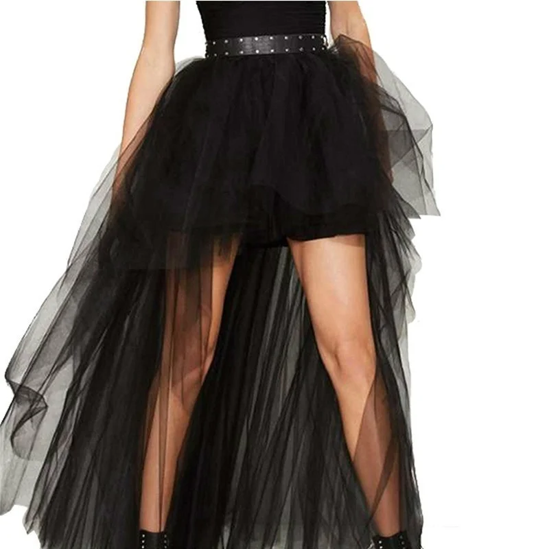 Top Trends: Women's Punk Skirt Female Gothic Tulle Skirt Long Skirt Ball Gown Black Mesh Shows Dance Party Skirts Shoppable Styles