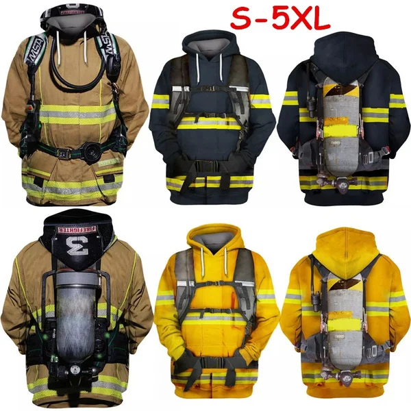 Top Trends: Funny Cool Men / Women Cosplay Graphic Sweatshirts Firefighter 3D Print Hoodies Shoppable Styles