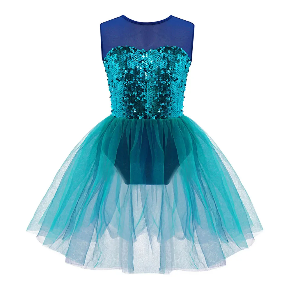 Top Trends: Kids Girls Ballet Dress Shiny Sequins Ballerina Tutu Mesh Dress Sleeveless Gymnastics Leotard Figure Ice Skating Costume Shoppable Styles