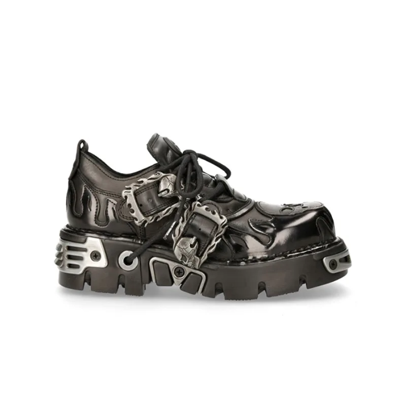 Top Trends: Men&#039;s And Women&#039;s Retro Rock 2023 New Dark Punk Leather Metal Niche Low Top Platform Shoes Shoppable Styles