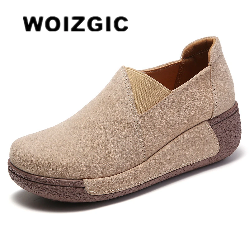 Top Trends: WOIZGIC Women Mother Female Genuine Leather Shoes Platform Flats Loafers Slip On Korean Plus Size 41 42 Vulcanized Shoes Shoppable Styles