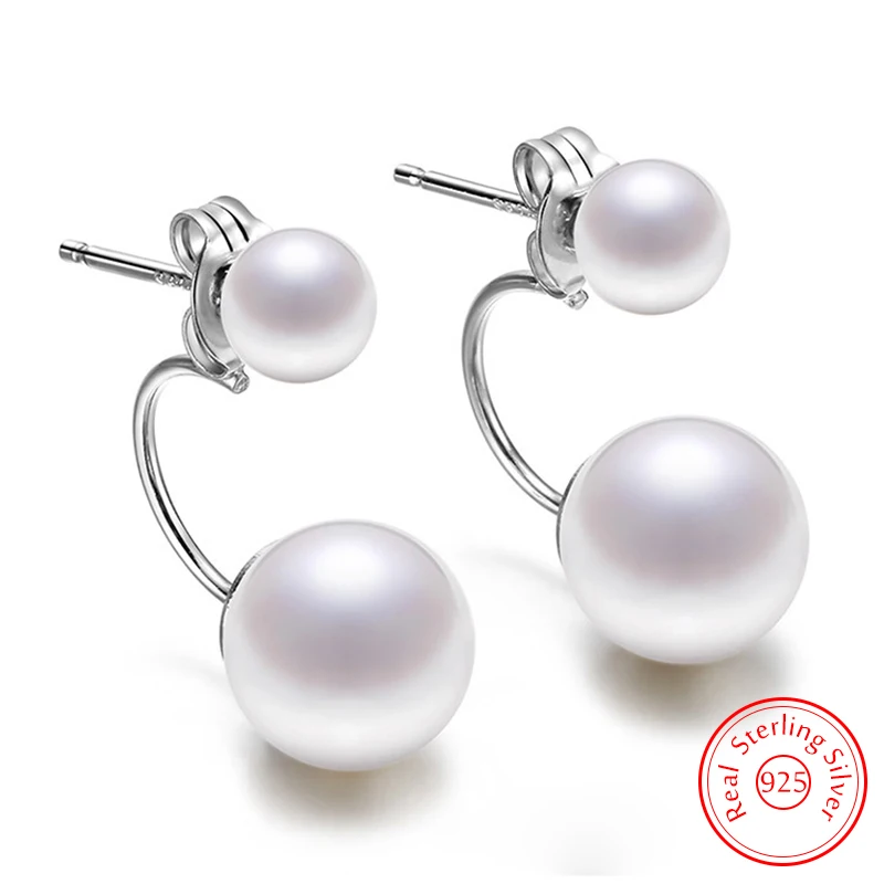 Top Trends: Genuine 925 Sterling Silver Woman&#039;s New Jewelry Fashion U Shape Pearl Stud Earrings XY0263 Shoppable Styles