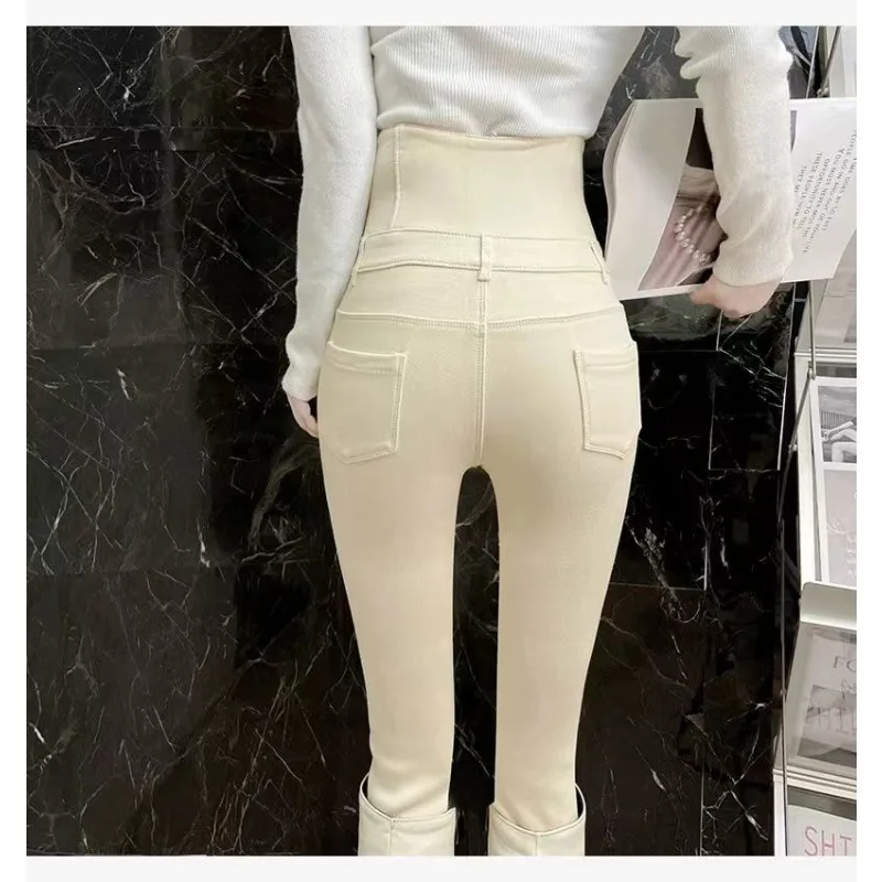 Top Trends: Women 2023 New Super High Waist Stretch Skinny Jeans Slim Button Fly Pencil Denim Pants Design Fashion Beige Legging Vaqueros Shoppable Styles