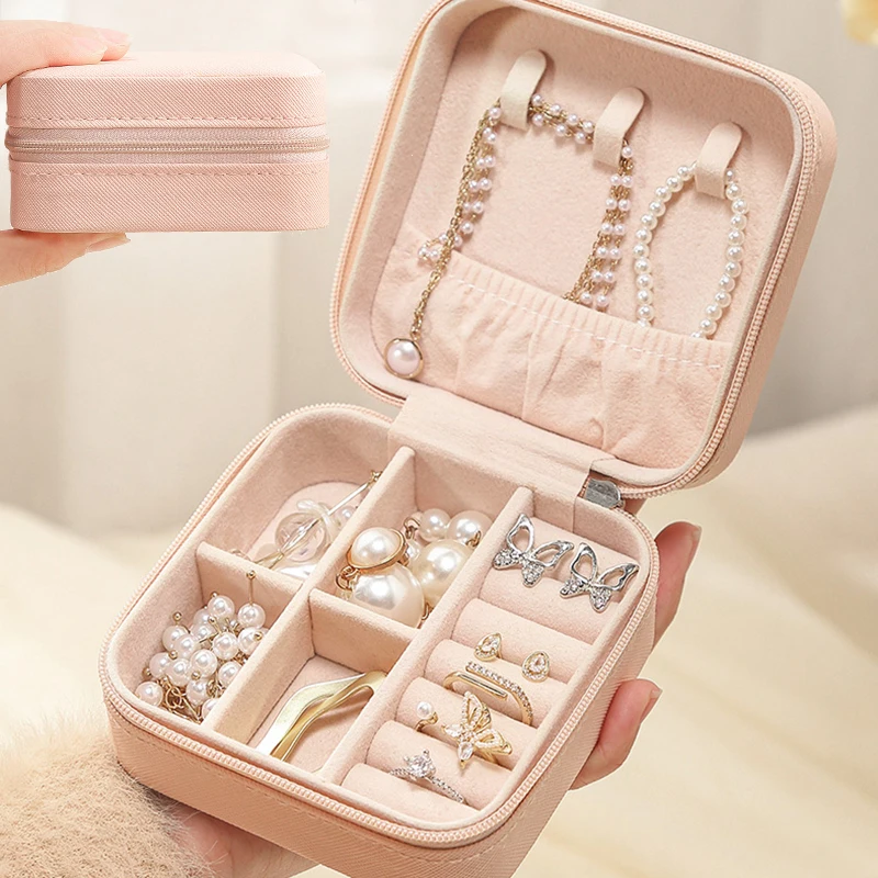 Top Trends: Portable Jewelry Box Jewelry Organizer Display Travel Jewelry Case Boxes Display Holder Button Leather Storage Zipper Jewelers Shoppable Styles - Image 4