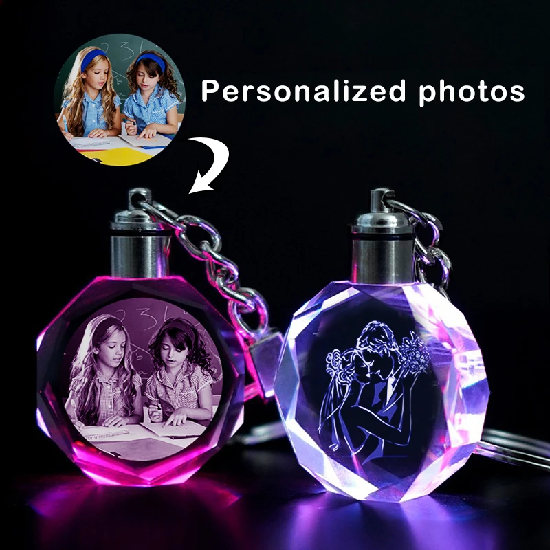 Top Trends: Personalized Gift Glow Keychain Gifts To Girlfriend Boyfriend Love Family Holiday Commemorative Pendant Customized Photo Keyring Shoppable Styles