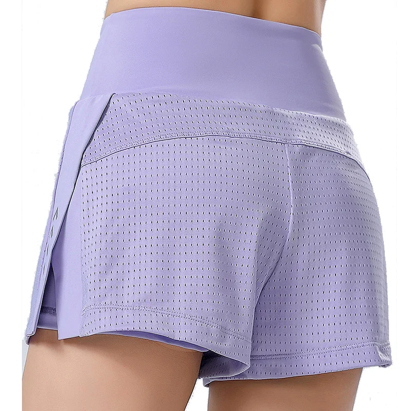 Top Trends: Shorts Women Tennis Pants Breathable Mesh High Waist Shorts Female Tennis Skort Sport Yoga Running Shorts Skirt Solid Color Shoppable Styles