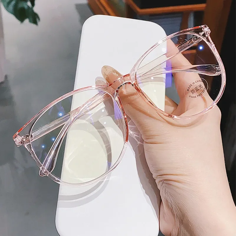 Top Trends: Anti Blue Light Myopia Glasses Women Computer Men Eyeglass Vintage Optical Plain Frame Spectacles Transparent Blocking Glasses Shoppable Styles