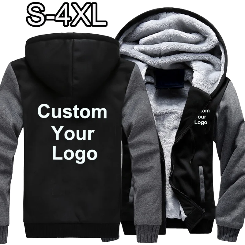 Top Trends: Men Fashion Hoodies Custom Your Logo Jackets Men Winter Zipper Hoodies Outdoor Casual Thicken Warm Jacket Coats Shoppable Styles - Image 3