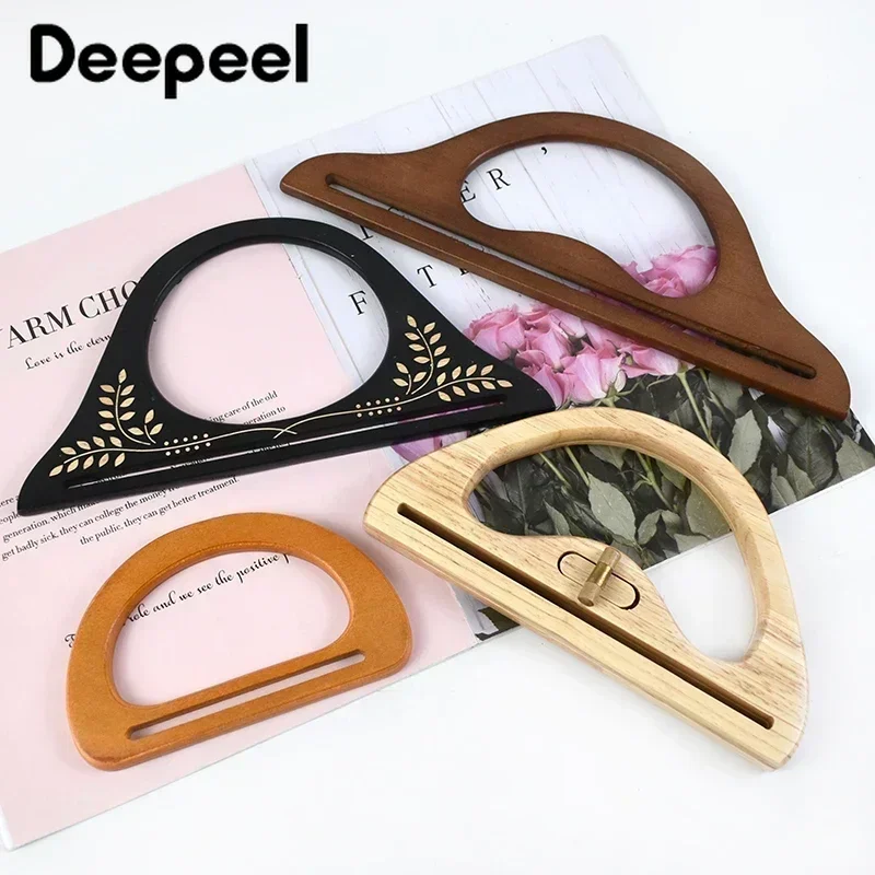 Top Trends: 2Pcs Deepeel Wooden Handle Handmade Purse Frames Wood Kiss Clasp Handbag Sewing Brackets DIY Handles For Making Bags Accessories Shoppable Styles