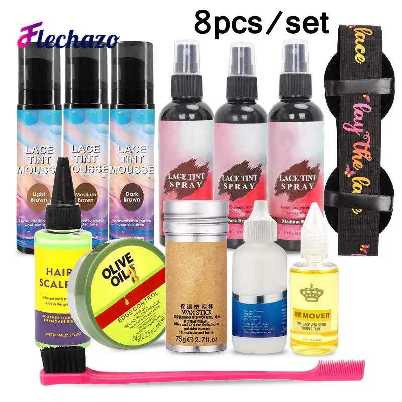 Top Trends: Professional Wig Stall Kit 8Pcs Lace Tint Mousse Spray Lace Front Wig Glue Waterproof Hair Wax Stick Melting Band For Beginners Shoppable Styles