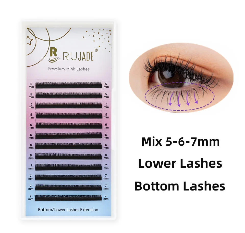 Top Trends: Lower Lashes Mix 5 6 7mm Bottom Lash Extensions B / C Curl Under Eyelashes Individual Lashes Natural Short Mink Eyelash Extensions Shoppable Styles