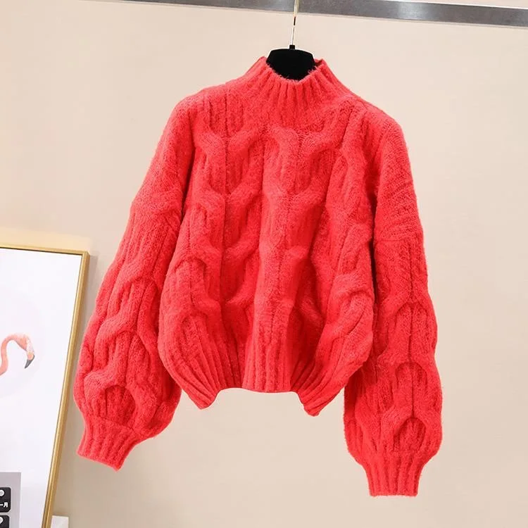 Top Trends: 2023 Winter New Loose Thickened Round Neck Knitted Sweater Pullover Slim Slim Dress Two Piece Elegant Women's Dress Set Shoppable Styles - Image 6