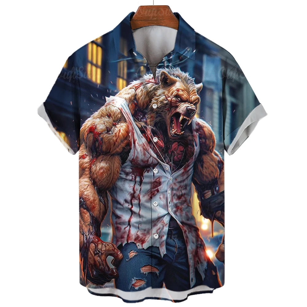 Top Trends: Animal Shirts For Men Orc Warrior Print Men'S Clothing Daily Casual Short Sleeved Street Cool Tees Tops Loose Oversized-Shirts Shoppable Styles - Image 6